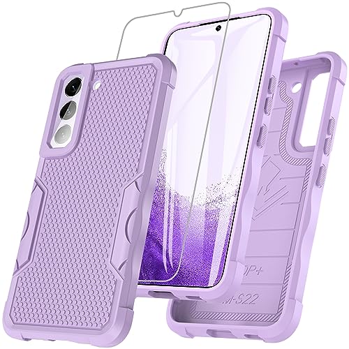 RC1WD Für Samsung Galaxy S22 Hülle 6,1 Zoll, Hülle Für Samsung S22 Mit Panzer Schutz Glas Displayschutz Folie, 360° Stoßfest Case Schutzhülle Handyhülle für Samsung S22 5g - Helles Lila von RC1WD