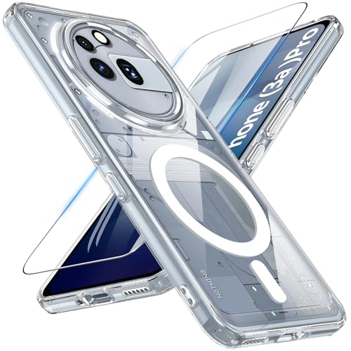 RC1WD Hülle für Nothing Phone (3a) Pro mit Panzer Schutz Glas, Magnetische Stoßfest Handyhülle TPU Silikon Kratzfest Transparent Schutzhülle Case Cover (Klar) von RC1WD