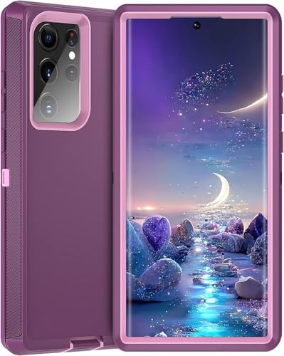 RC1WD Hülle für Samsung Galaxy S22 Ultra, Handyhülle Für Samsung S22 Ultra, Stoßfest Roubst Case Outdoor Bumper Cover Schutzhülle für Samsung S22 Ultra - Lila von RC1WD