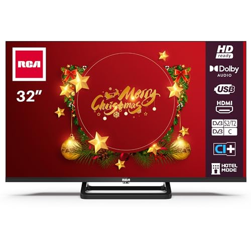 RCA 32 Zoll(80cm) TV Fernseher LED HD Ready Triple Tuner(DVB-T/T2-C-S/S2) HDMI USB CI/CI+ Hotelmodus, USB-Media Player von RCA