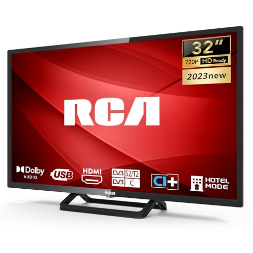 RCA 32 Zoll (80cm) TV Fernseher LED HD Ready Triple Tuner(DVB-T/T2-C-S/S2) HDMI*2 USB-Media Player CI/CI+ Hotelmodus RBH4C(2023) von RCA