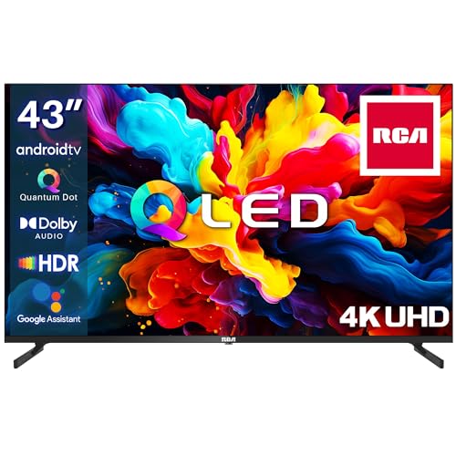 RCA 43 Zoll QLED Fernseher 4K UHD Smart TV HDR HLG Android TV Triple Tuner WiFi Bluetooth HDMI USB (2023) von RCA