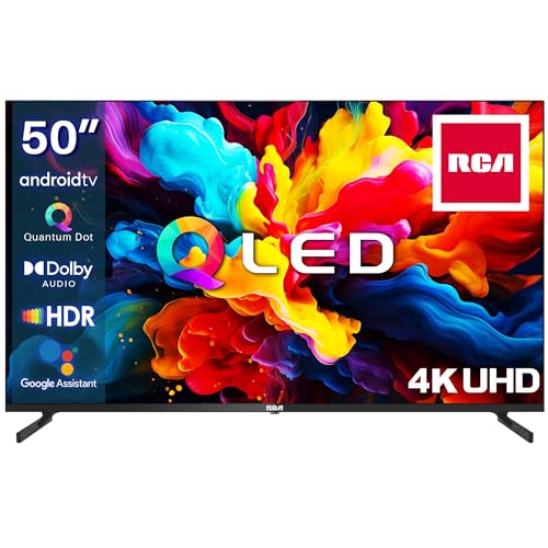RCA 50 Zoll QLED Fernseher 4K UHD Smart TV HDR HLG Dolby Audio Android TV Google Assistant Triple Tuner WiFi Bluetooth HDMI USB (2023) von RCA