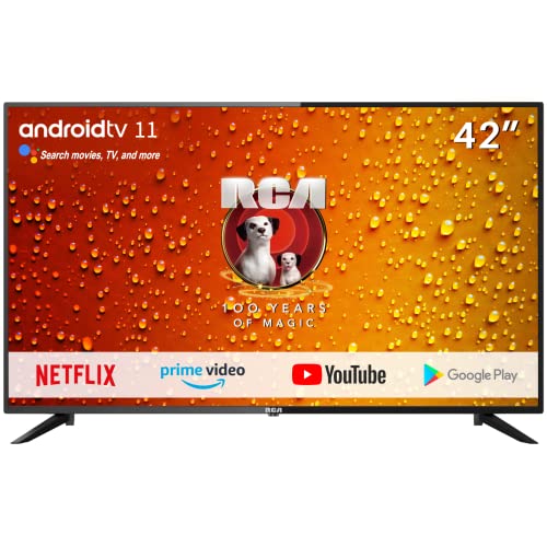 RCA RS42 Android Fernseher 42 Zoll (106 cm) Smart TV mit Google Assistant, Chromecast, Netflix, Prime Video, Google Play Store für DAZN, Disney+ UVM, BT-Fernbedienung, WiFi, Triple-Tuner von RCA