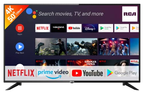 RCA RS50U2 4K Fernseher 50 Zoll (127 cm) Smart TV mit HDR, Voice Assistant,Prime Video, Netflix, Play Store, DAZN, BT-Fernbedienung, WiFi, Triple Tuner von RCA