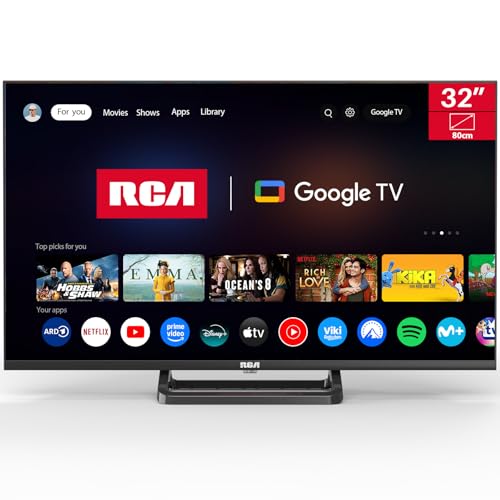 RCA SRG32HQ1C Smart TV 32 Zoll (80 cm) Google TV HD mit Triple Tuner, WLAN, Prime Video, Netflix, Google Play Store, DAZN, Disney+ [Mod. 2025] von RCA