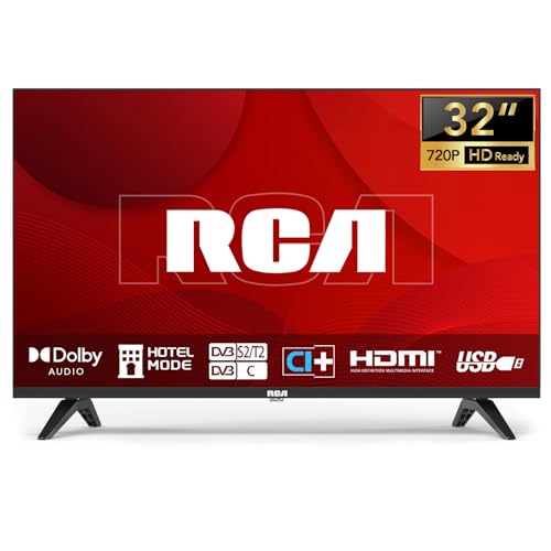 RCA TV 32 Zoll Fernseher(80cm) HD Ready Triple Tuner(DVB-T/T2-C-S/S2) USB Media Player HDMI CI/CI+ Hotelmodus(2024) von RCA