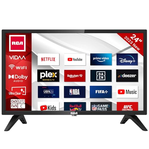 RCA iRV24H3 Fernseher 24 Zoll (60 cm) 720p, Smart TV mit Netflix, Prime Video, Rakuten TV, DAZN, Disney+, YouTube, UVM, WiFi, Triple-Tuner DVB-T2 / S2 / C von RCA