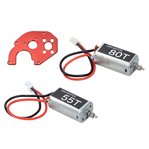 RCAWD 050 Größe verbesserter kohlenstoffgebürsteter 55T (Drehungen) Motor und 80T Motor mit 11T (Zähne) Stahlritzel und Aluminium-Motorhalterung für 1-24 Scx24 Crawler Teile von RCAWD