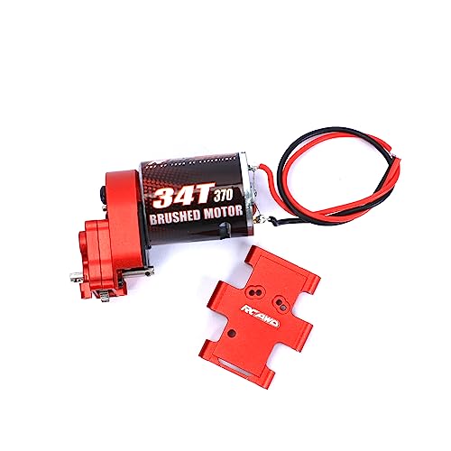 RCAWD Verbesserter 370 Motor mit Metallgetriebe Combo Getriebe für FMS 1/24 FCX24 1/18 Crawler Upgrades Teile (rot) von RCAWD