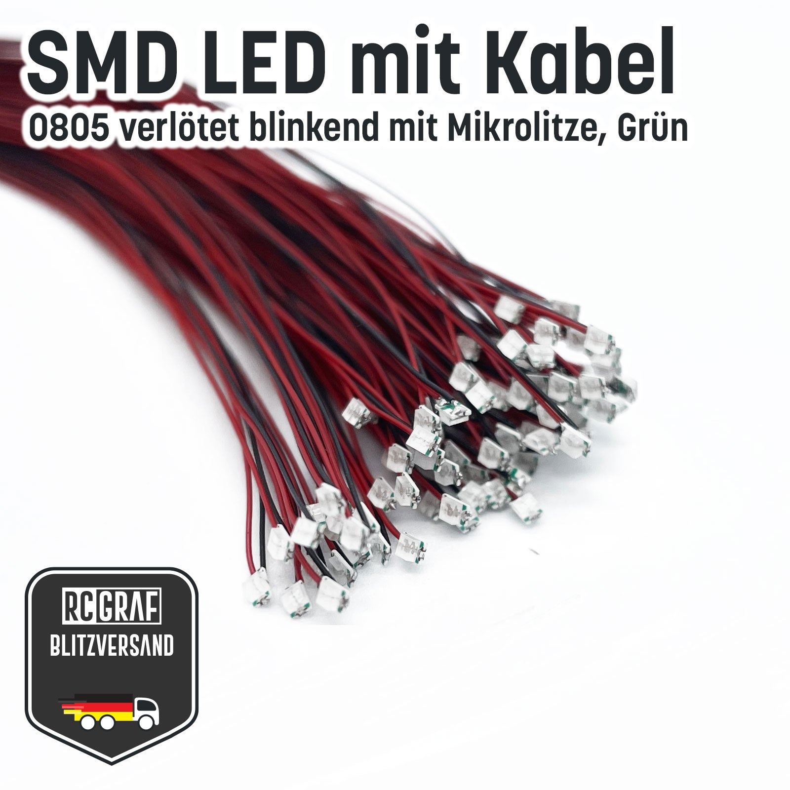 Blinkende SMD LED 0805 Microlitze 30cm Blinkende SMD LED 0805 Microlitze 30cm von RCGRAF