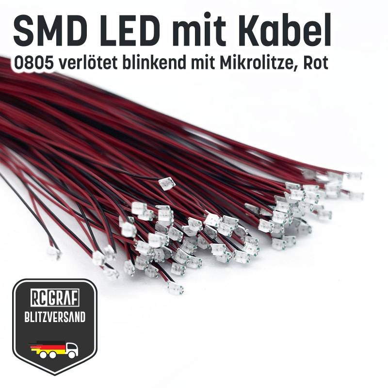 Blinkende SMD LED 0805 Microlitze 30cm von RCGRAF