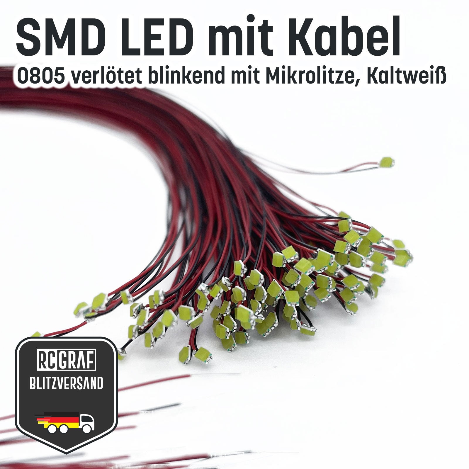Blinkende SMD LED 0805 Microlitze 30cm Blinkende SMD LED 0805 Microlitze 30cm von RCGRAF