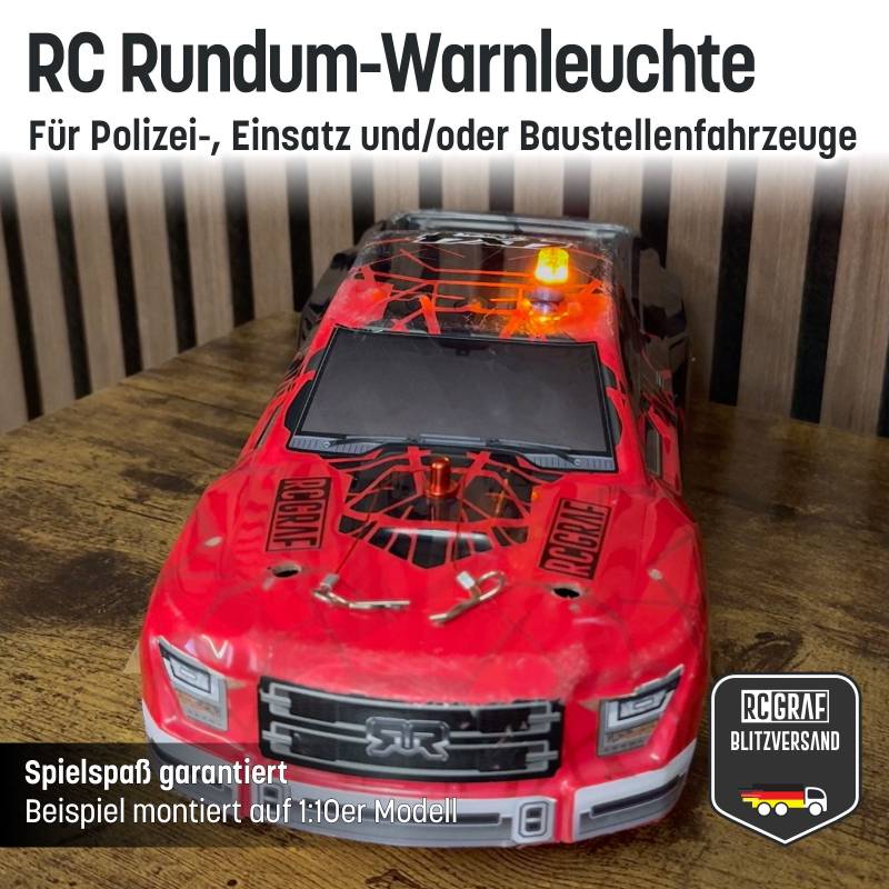 RC LED Rundum-Warnleuchte für Polizei-, Einsatz- und/oder Baustellenfahrzeuge von RCGRAF