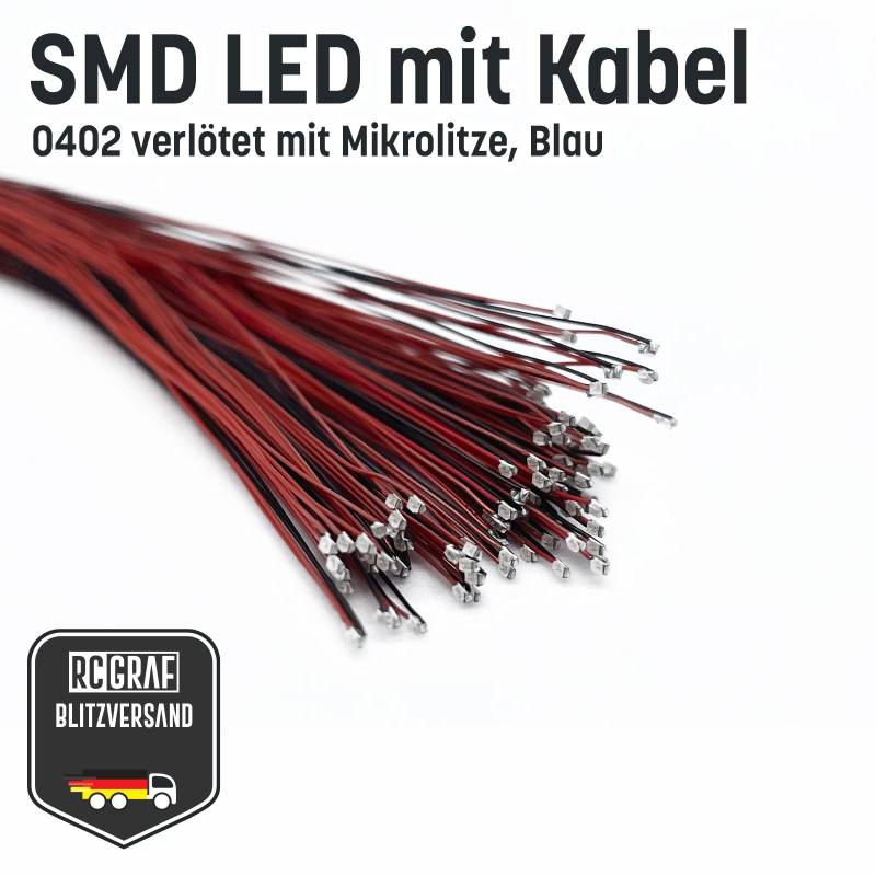 SMD LED 0402 Microlitze 30cm verlötet von RCGRAF