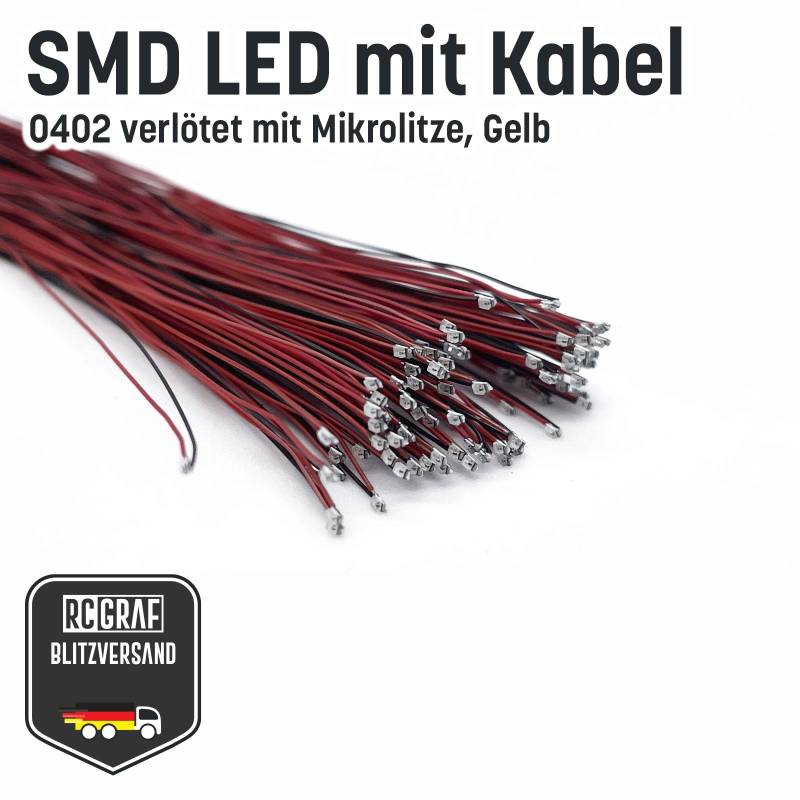 SMD LED 0402 Microlitze 30cm verlötet von RCGRAF