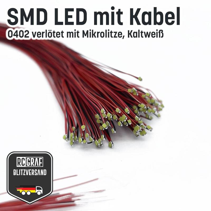 SMD LED 0402 Microlitze 30cm verlötet von RCGRAF