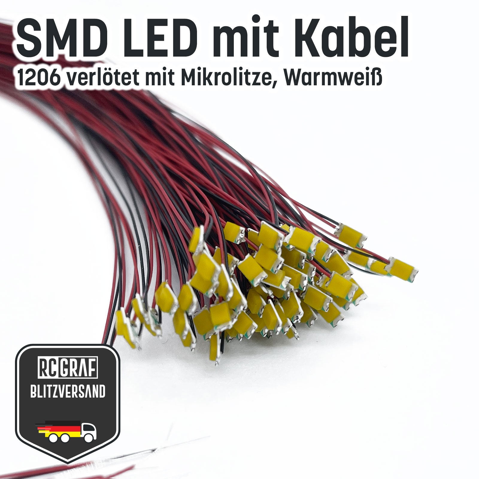 SMD LED 1206 Microlitze 30cm verlötet SMD LED 1206 Microlitze 30cm verlötet von RCGRAF