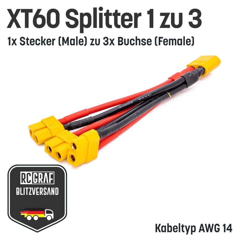 XT60 Adapter Splitter mit 14 AWG Kabel von RCGRAF