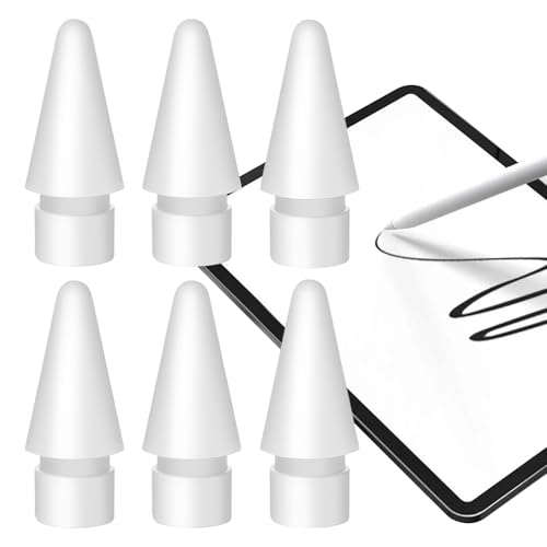 RCIDOS 6 Stück Spitzen für Apple Pencil Spitze, Ersatzspitzen Für Apple Pencil Spitze, Hochempfindliche Ersatzspitzen Spitze，Für Apple Pencil 2/1/Apple Pencil Pro/USB C, Apple Pen Spitzen Für Ipad von RCIDOS