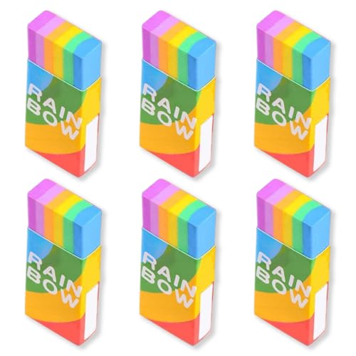 RDNKVB Mini Radiergummi Set für Schulen und Büros Malerei 6 Stück Weich 2B Kinder Regenbogen Radiergummi Radierer Schule von RDNKVB