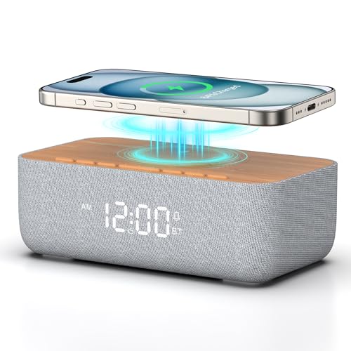 REACHER Radiowecker, magnetisches kabelloses Ladegerät für iPhone-Schnellladung, Wecker mit kabelloser Aufladung, FM-Radio, Schlafzimmer, Nachttisch, Schreibtisch REACHER Radiowecker, magnetisches kabelloses Ladegerät für iPhone-Schnellladung, Wecker mit kabelloser Aufladung, FM-Radio, Schlafzimmer, Nachttisch, Schreibtisch von REACHER