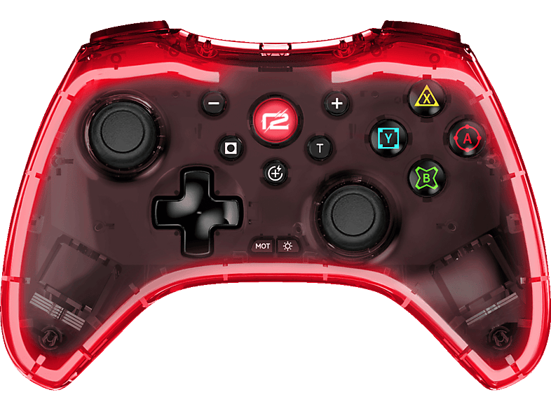 READY 2 GAMING Pro Pad X LED Editon Controller Transparent/Rot für Nintendo Switch, Switch Lite, PlayStation 3 von READY 2 GAMING