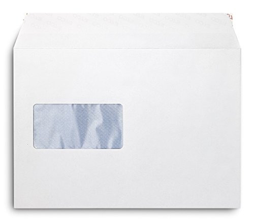 Realpack® 50 x C5/A5 Weiße Briefumschläge, - selbstklebende weiße Briefumschläge mit Fenster SS, 90 g/m² von REALPACK