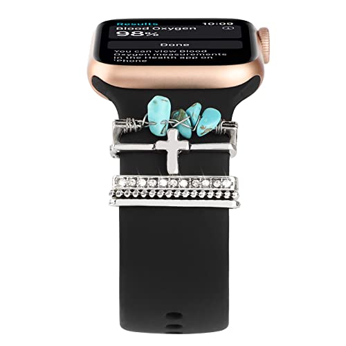 Dekorative Ringschlaufen, kompatibel mit Apple Watch-Silikonbändern, 38 mm, 40 mm, 41 mm, 42 mm, 44 mm, 45 mm, Schotter, Metall, Schmuckanhänger, Zubehör für iWatch Serie 7, 6, 5, 4, 3, 2, 1 (ohne Dekorative Ringschlaufen, kompatibel mit Apple Watch-Silikonbändern, 38 mm, 40 mm, 41 mm, 42 mm, 44 mm, 45 mm, Schotter, Metall, Schmuckanhänger, Zubehör für iWatch Serie 7, 6, 5, 4, 3, 2, 1 (ohne von REALSIGN