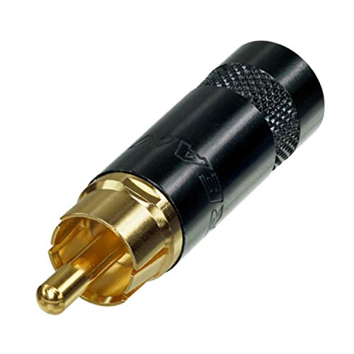 REAN Cinchstecker by Neutrik schwarz RCA vergoldet für Kabel bis 7,2mm Durchmesser - NYS352BG (Ø - 7,2mm, Schwarz/Gold) von REAN