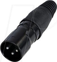 REAN RCX3M-Z0011 - XLR Kabelstecker 3-polig, IP65, schwarz verchromtes Gehäuse von REAN