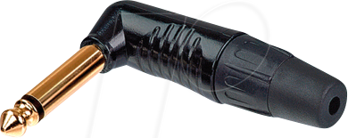 REAN RP2RC-B - 6,35mm Klinkenstecker Mono 2-polig gewinkelt, schwarzes Gehäuse von REAN
