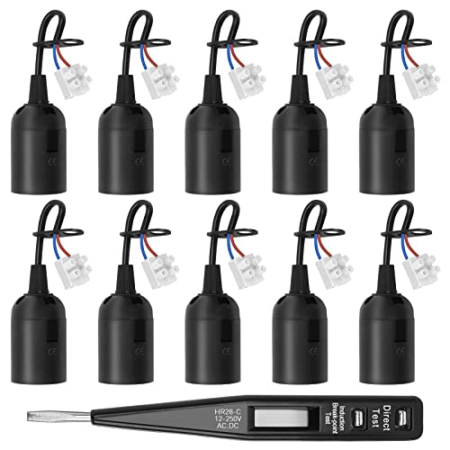 REAQUE Lampenfassung E27 mit Kabel, 10 Stück Renovierfassung E27 Fassung E27, Glühbirnen Fassung/Baustellenfassung/Baufassung/Renovierungsfassung, mit VDE-Spannungsprüfer, max. 60 W REAQUE Lampenfassung E27 mit Kabel, 10 Stück Renovierfassung E27 Fassung E27, Glühbirnen Fassung/Baustellenfassung/Baufassung/Renovierungsfassung, mit VDE-Spannungsprüfer, max. 60 W von REAQUE