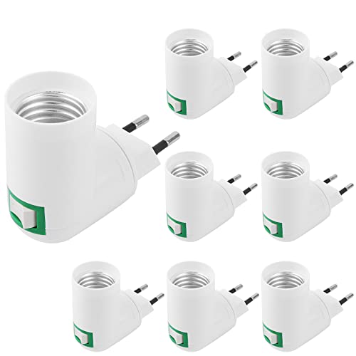 REAQUE Lampenfassung E27 mit Spannungsprüfer Set, Renovierfassung mit Kabel, Glühbirnen Fassung, Baustellenfassung (8 Stück Weiß mit Schalter) von REAQUE