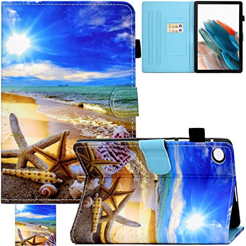 REASUN Hülle für Samsung Galaxy Tab A8 10.5 Zoll 2022, PU Leder mit Auto Sleep/Wake Smart Stand Kartenfächer Schutzhülle für Samsung Galaxy Tab A8 10.5 Zoll 2022 (SM-X200/X205/X207), Sky Beach von REASUN