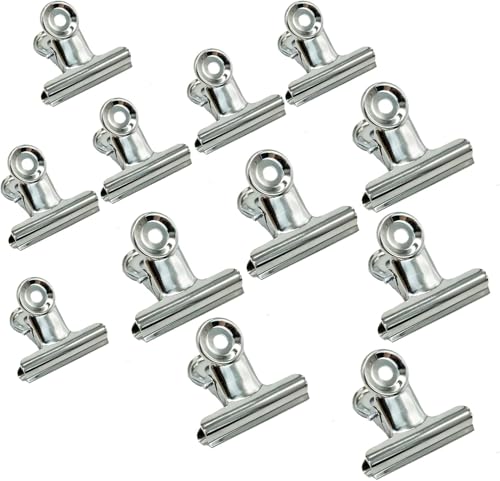 Metall-Fotoclips, Bulldoggen-Clips, für Zuhause und Büro, 2 Größen (50 mm, 63,0 mm), 12 Stück von REBECASKYENS