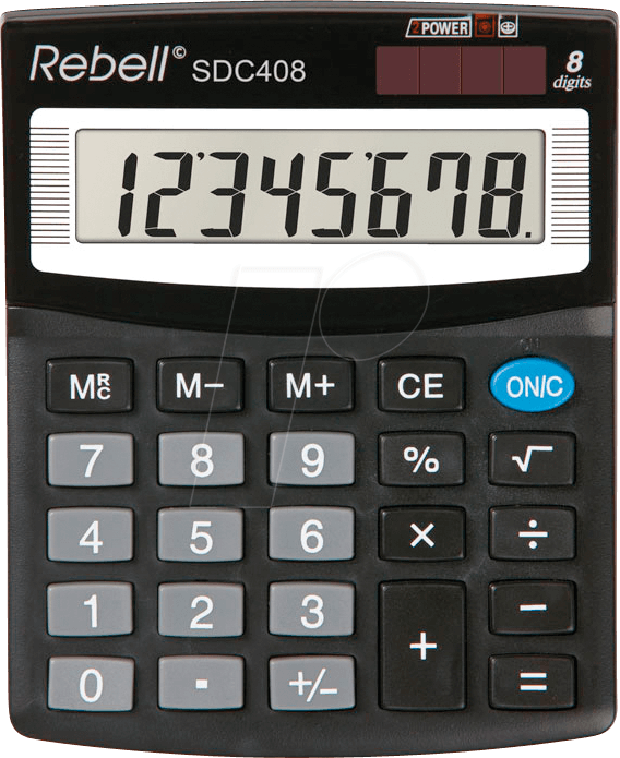 REBELL SDC408 - Taschenrechner, 8 Stellen, schwarz von REBELL