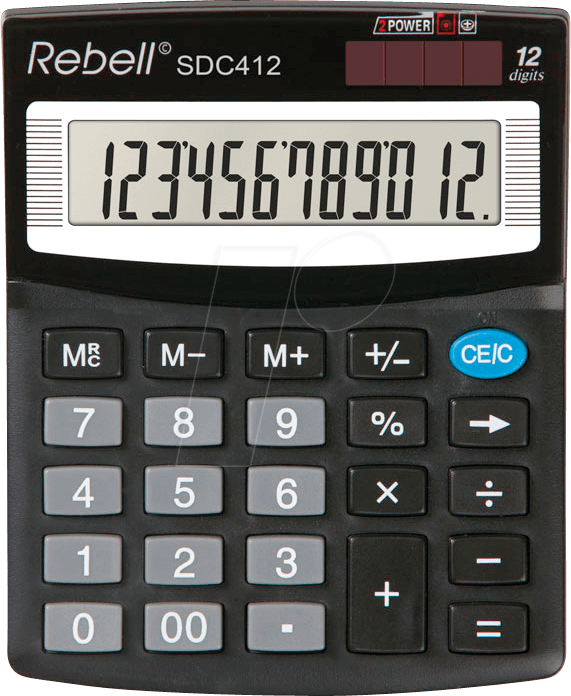 REBELL SDC412 - Taschenrechner, 12 Stellen, schwarz von REBELL