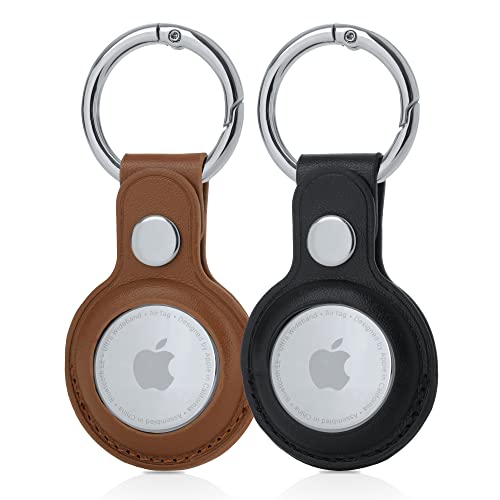RECKNEY AirTag Schlüsselanhänger für Apple Airtags-Halter, schützende PU-Leder, Airtags-Schutzhülle, Airtag-Schlüsselring, kompatibel mit Apple New AirTag von RECKNEY