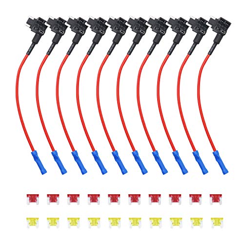 RECOIL FT3-10 10er-Pack 12-V-Auto-Add-a-Circuit-Sicherungsabgriff-Adapter ACN-Flachsicherung/Low-Profile-Mini-Sicherung mit 10 Stück 10-A- und 20-A-Sicherungen von RECOIL