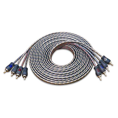 RECOIL RCI417 100% sauerstofffreies Kupfer, 5,2 m, 4-Kanal-Cinch-Audiokabel, Twisted Pair mit Rauschunterdrückung, Lautsprecher von RECOIL