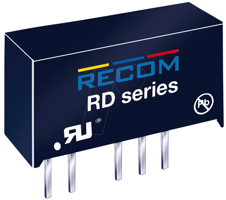 RD-0512D - DC/DC-Wandler RD, 5 Vin, Dual, ± 12 Vout, ± 84 mA, SIP-7 von RECOM