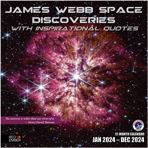 RED EMBER James Webb Weltraumentdeckungen mit inspirierenden Zitaten 2024 Monats-Wandkalender zum Aufhängen, 30,5 x 61 cm offen, dickes und stabiles Papier, Geschenk, Weltraumuniversum, NASA von RED EMBER