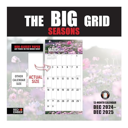 RED EMBER The Big Grid - Seasons in Nature 2025 Wandkalender 12 Monate | 30,5 x 61 cm geöffnet | dickes & stabiles Papier | Geschenk | Kalender 2025 von RED EMBER