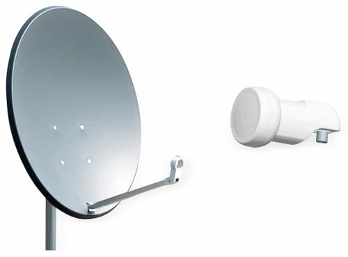 OPTICUM QA60 Satellitenschüssel 60 cm anthrazit mit Single LNB LSP 02G - 4K HD & 3D fähig - Witterungsbeständige Sat-Antenne aus Stahl inkl. 2 Mastschellen - Sat Anlage für 1 Teilnehmer von RED OPTICUM