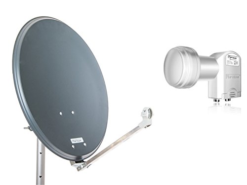 OPTICUM QA60 Satellitenschüssel 60 cm anthrazit mit Twin LNB LTP 04H - 4K HD & 3D fähig - Witterungsbeständige Sat-Antenne aus Stahl inkl. 2 Mastschellen - Sat Anlage für 2 Teilnehmer von RED OPTICUM