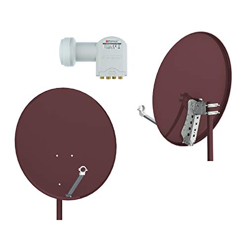 Opticum QA80 Sat Antenne Stahl, 80 cm mit Opticum Quad LNB LQP04H, Ziegelrot, 9173 von RED OPTICUM