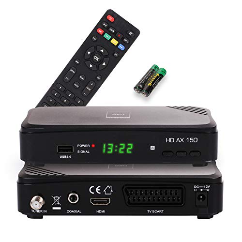 RED OPTICUM AX 150 Sat Receiver I Digitaler Satelliten-Receiver HD-TV mit HDMI - SCART - USB 2.0 - S/PDIF Coaxial Anschluss I 12V Netzteil ideal für Camping I Receiver für Satellitenschüssel von RED OPTICUM