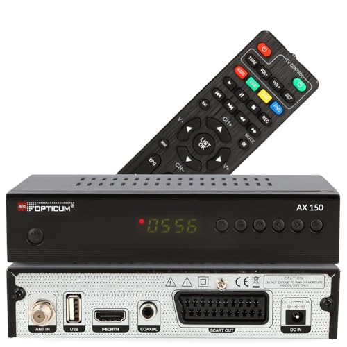 RED OPTICUM AX 150 Sat Receiver I Digitaler Satelliten-Receiver HD-TV mit HDMI - SCART - USB 2.0 - S/PDIF Coaxial Anschluss I 12V Netzteil ideal für Camping I Receiver für Satellitenschüssel von RED OPTICUM