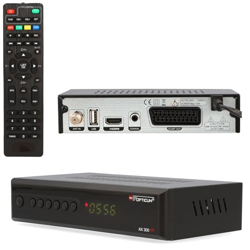 RED OPTICUM AX 300 Plus Sat Receiver mit PVR I Digitaler Satelliten-Receiver HD 1080p - HDMI - SCART - USB - Coaxial Audio I Receiver für Satellitenschüssel Schwarz von RED OPTICUM